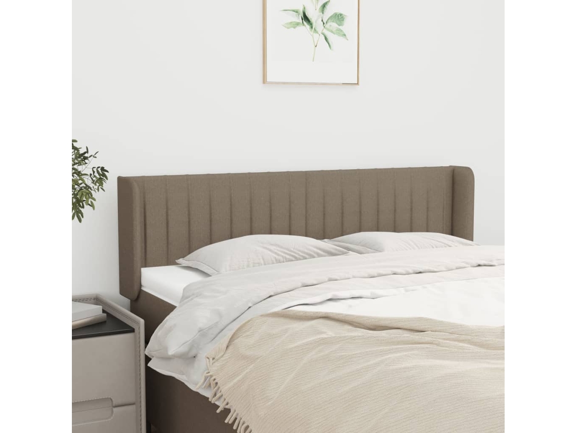 Vidaxl Cabeceira Cama Abas Tecido 147x16x78/88 Cm Cinzento-acastanhado