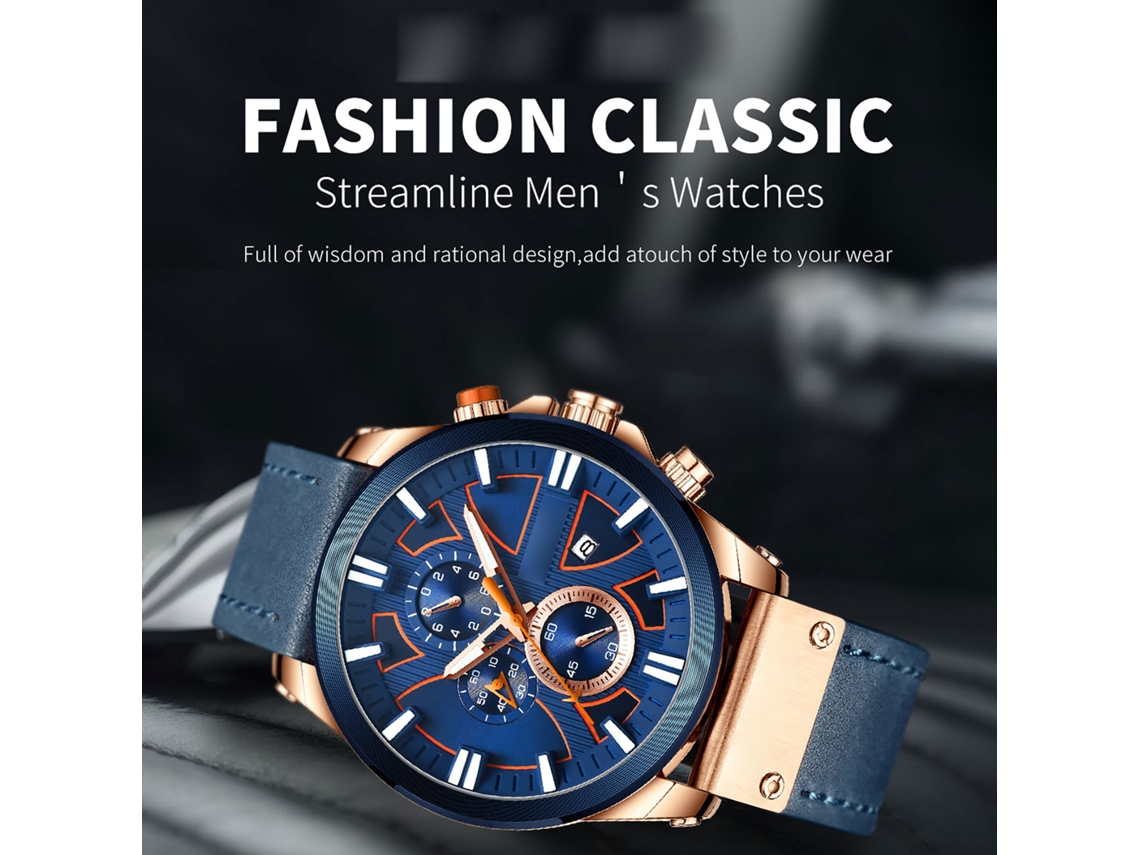 Relógio Masculino Curren 8346 de Luxo com Cronógrafo, Luminous e Resistente À Água 3atm