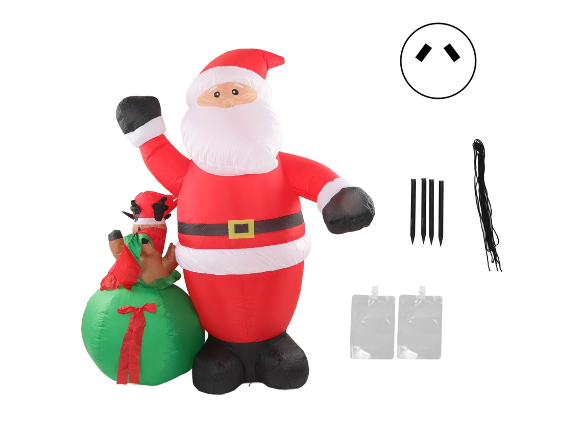 Pai Natal com Elmo Inflável com LED, à Prova de Intempéries, para Natal