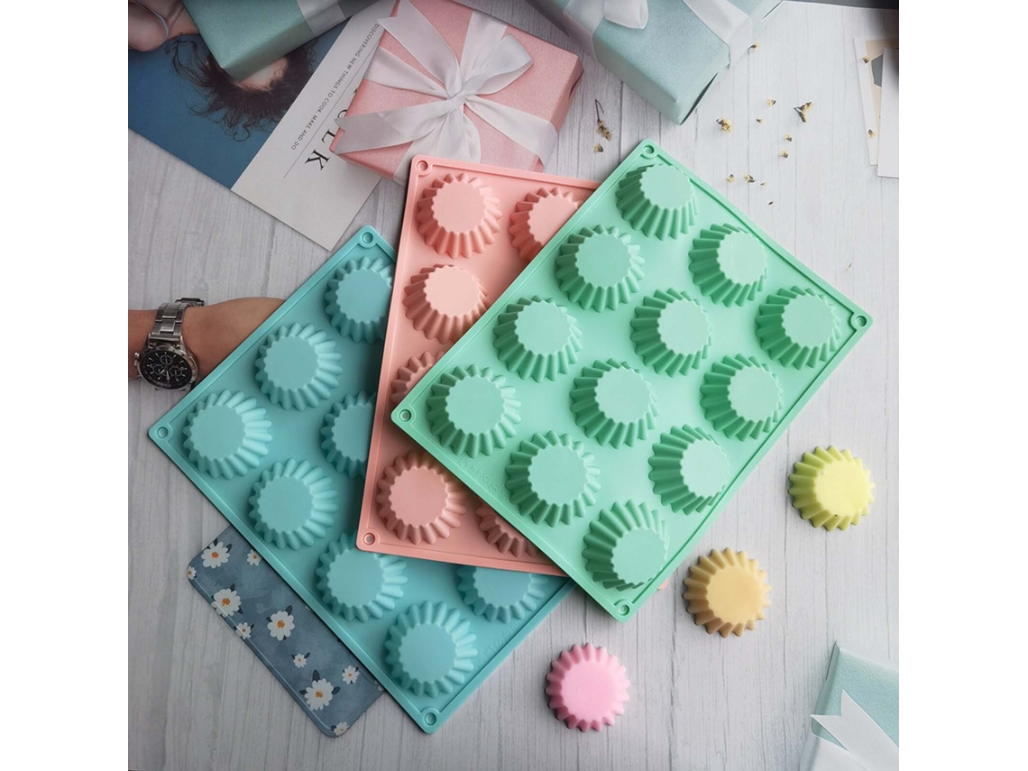 Forma de Silicone para Mini Muffins com 3 Peças e 12 Xícaras, Forma para Cupcakes, Biscoitos, Tortas e Bolos SUNNY SPACES