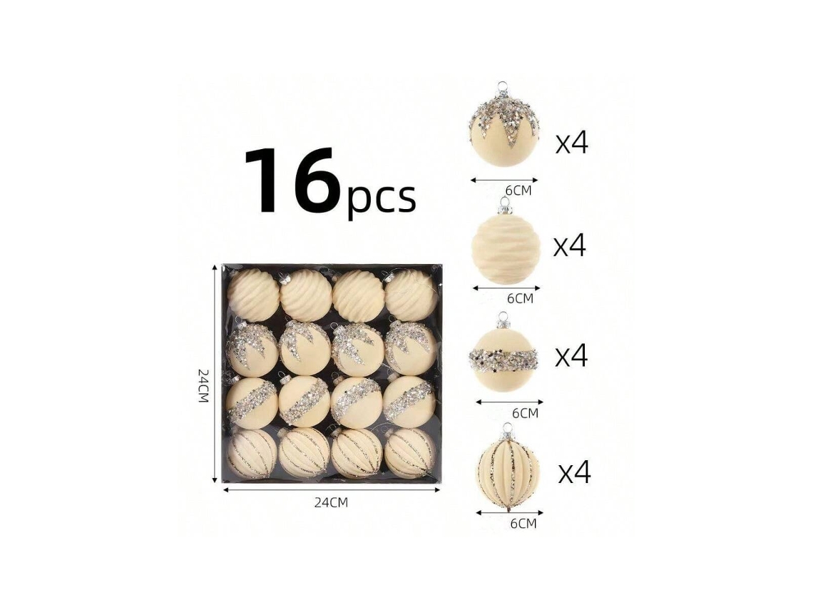 Bola De Natal Flocada Solidária, Bege Igvtrade