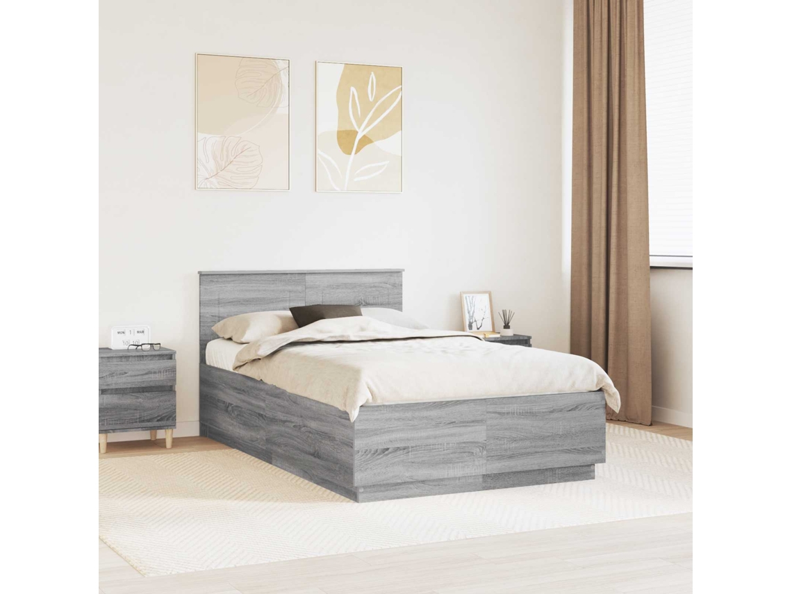 Vidaxl Estrutura Da Cama Com Cabeceira Sonoma Cinzento 120 X 200 Cm
