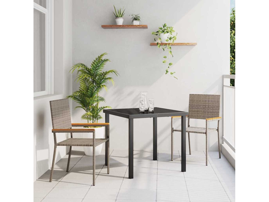 Vidaxl Cadeiras Empilháveis Para Jardim 2 Unid. Cinza E Marrom
