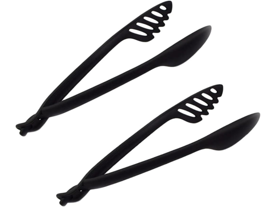 Conjunto De 2 Prendedores Alimentos Nylon Preto, Resistentes Ao Calor, Ideais Para Churrasco, Buffet E Saladas