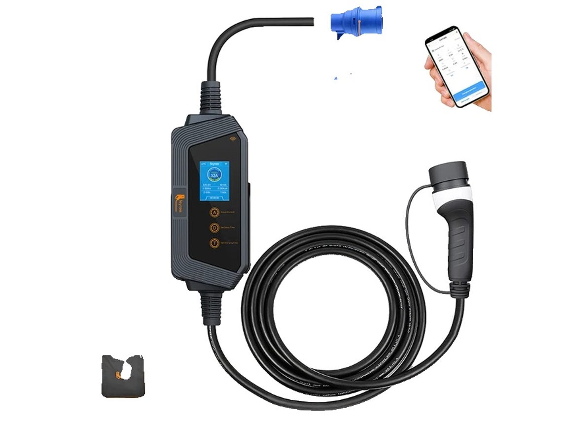 Carregador Portátil De Ev, Carga Rápida De 32a, Controle Wi Fi,7kw App No Adapter Oem