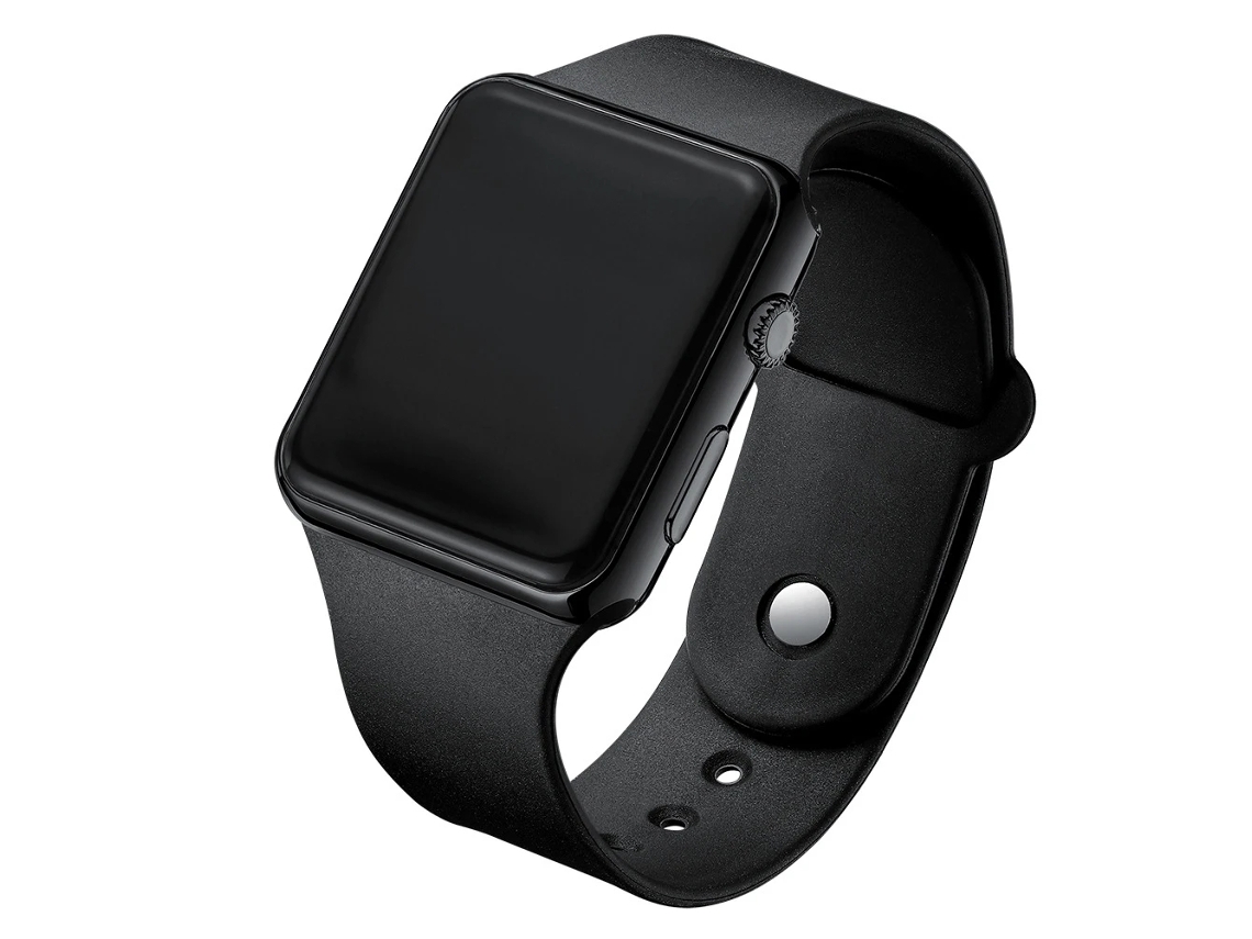 Relógio Digital Minimalista Unissex com Visor Led e Pulseira de Silicone Preta. MDUG (preto)