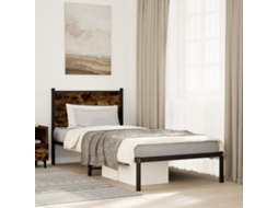 Vidaxl Estrutura De Cama Sem Colchão 90x190 Cm Metal Carvalho Fumado