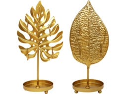 Porta colares de ferro dourado formato folha 2 peças GOKOCO