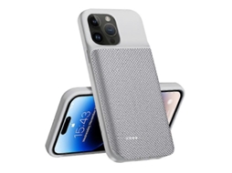 Compre Para Iphone 14 Pro Max 6800mah Bateria Recarregável Estendida Oxford Tecido Superfície Carregador De Celular Capa Traseira Prata