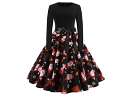 Vestido Feminino Vintage de Natal Vestido de Festa Acessórios para Fantasia de Férias-Xxl
