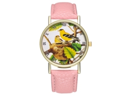 Relógio de Pulso de Casal com Pulseira Pu Estilo Moderno e Movimento de Quartzo Rosa