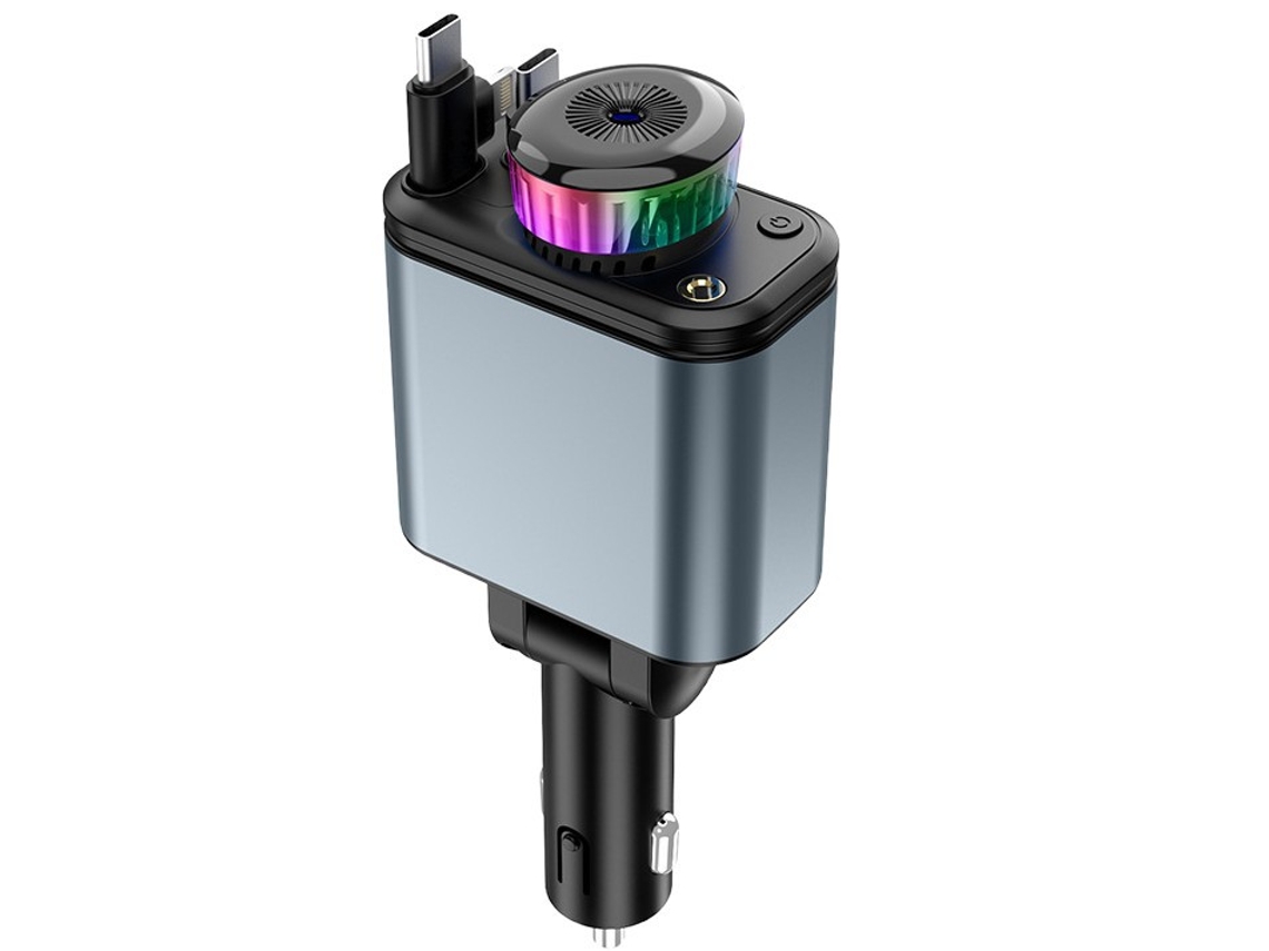 Carregador Carro 5 em 1 180w Qc3.0 Cabos Retrácteis Lightning+usb c, Difusor Aroma, Projeção Estelar Luz Rgb Entrada Dc12 30v STELASPLEN