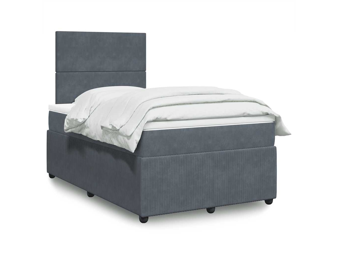 Vidaxl Cama Boxspring Com Colchão 120x190 Cm Veludo Cinzento-escuro
