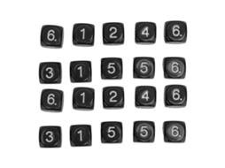 Mali 20 Peças Dados Numéricos de 6 Lados de Plástico 16mm com Cantos Arredondados para Ensino e Jogos de Mesa Preto