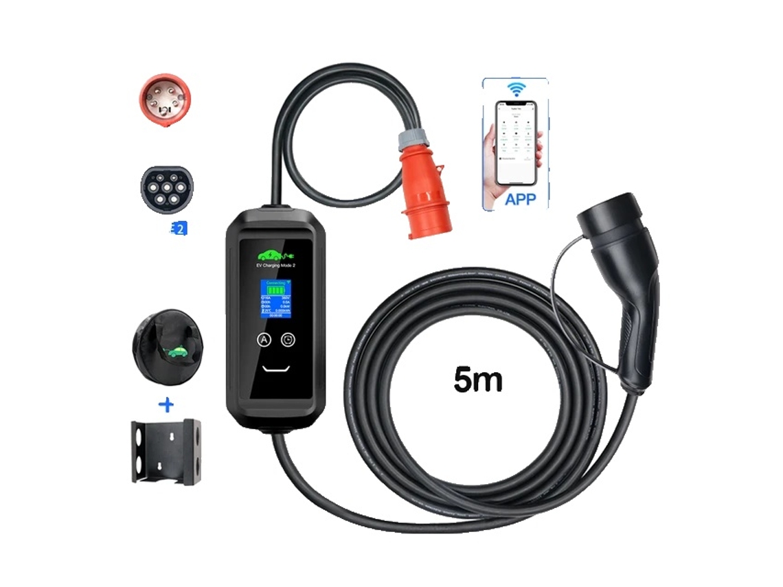Carregador portátil para veículos elétricos, aplicativo para controle de cabelo, carregamento via Wi-Fi, aplicativo F2 11 kW, OEM tipo 2