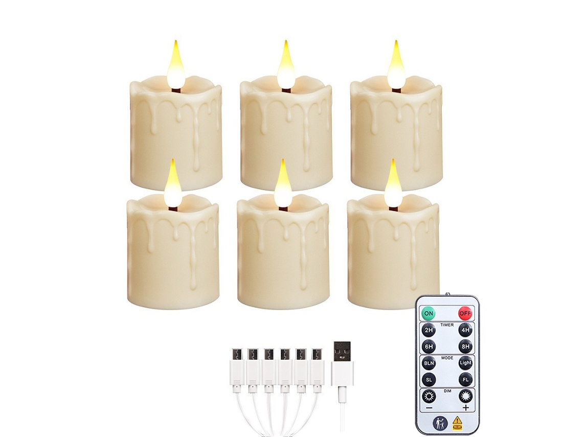 Vela Led Sem Chama Para Decoração De Natal Com Comando, Vermelho Elysve