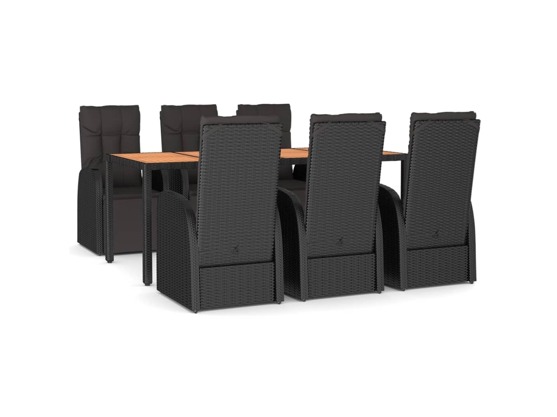 Garden Dining Set, Garden Dining Sets Vidaxl Preto Rattan / Vime (190 X 90 X 75 Cm)