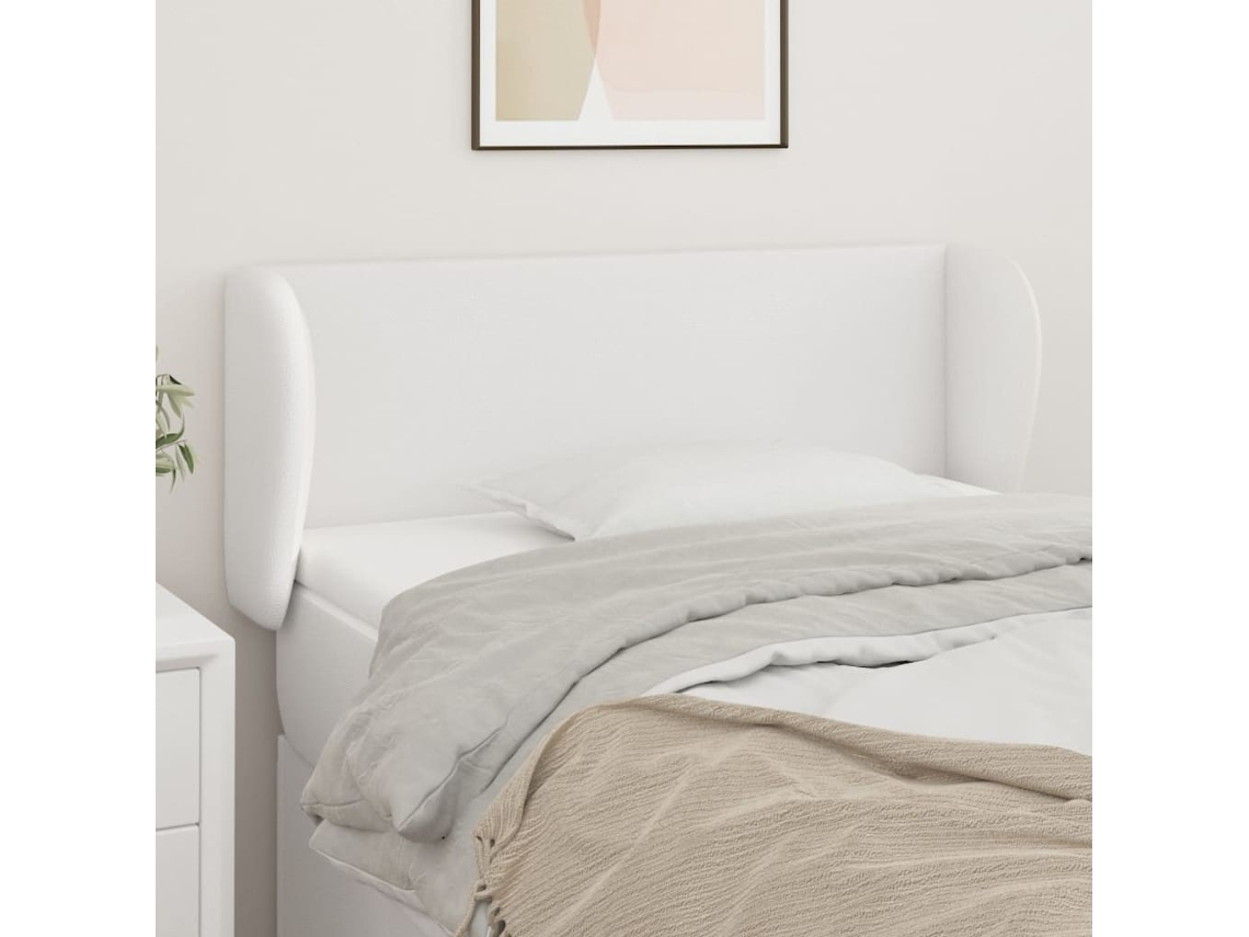 Vidaxl Cabeceira Cama C/ Abas Couro Artificial 103x23x78/88 Cm Branco