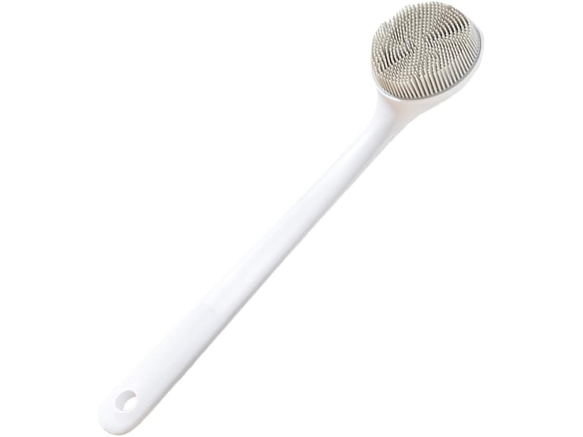 Escova De Banho Adulta, Silicone Macio, Escova Corporal Portátil Com Cabo Longo, Esfoliação Suave Para Pele Seca E