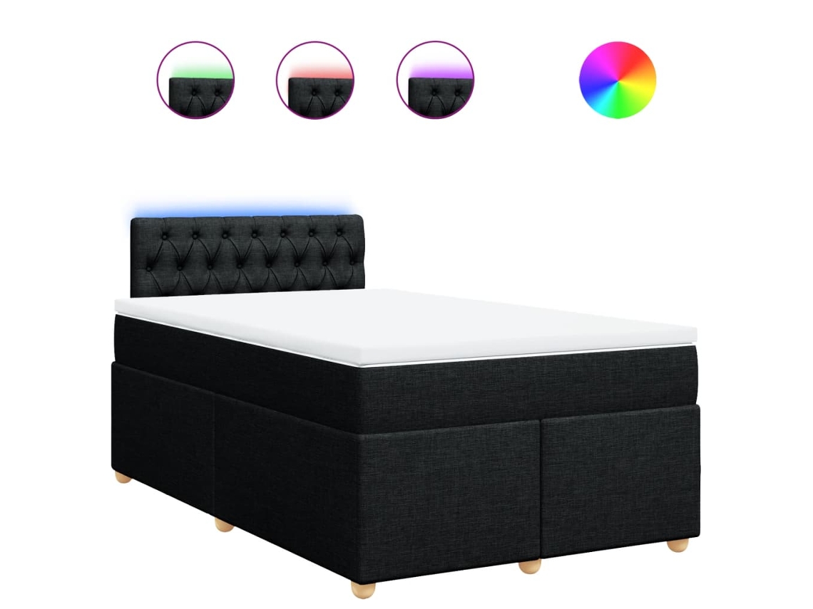 Cama Boxspring com Colchão 120x190 Cm Tecido Preto MAISON EXCLUSIVE