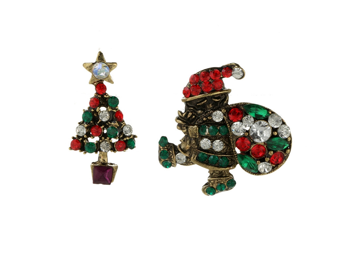 Broche Natal Western Style Retro Com Strass Em Liga Da Laxiscreed Para Mulheres