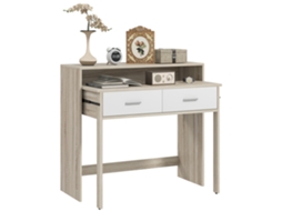 Mesa de console com tampo retrátil, 2 gavetas, aparência de carvalho | S/MARCA