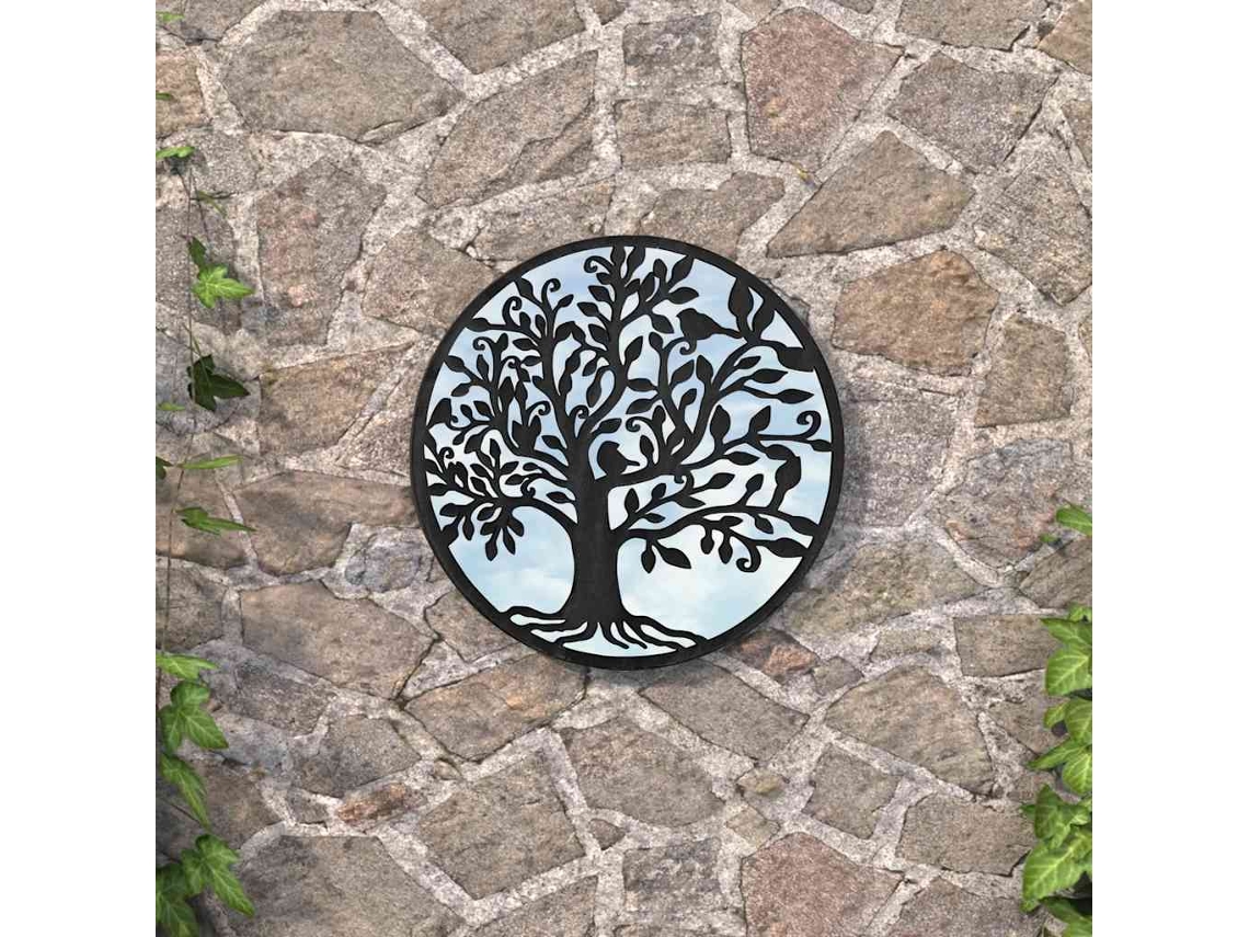 Vidaxl Espelho De Jardim P/ Uso Exterior Ferro 40x2,5 Cm Preto