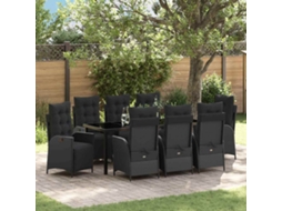 Vidaxl Conjunto De Jantar Para Jardim 9 Unid. Preto Vime Pe