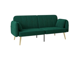 Sofá Cama 2 Lugares, Veludo, Encosto Ajustável, Verde Escuro