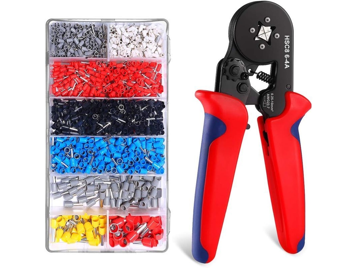 Pinças de crimpado de 4 lados Linjou 1200 para bornes de cabos 0.25 a 10mm², ferramenta elétrica profissional | S/MARCA