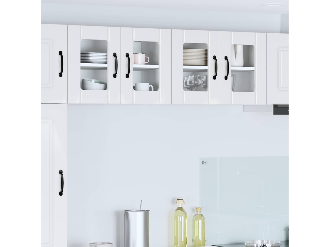 Vidaxl Armário De Vidro De Parede Lucca 2 Unid. Branco Brilhante