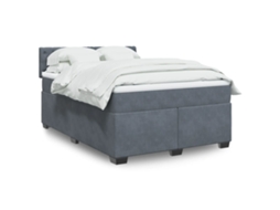 Vidaxl Cama Com Molas/colchão 140x190 Cm Veludo Cinzento-escuro