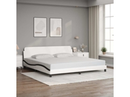 Vidaxl Estrutura De Cama Dover Couro Artificial Branco E Preto