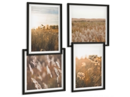 Pinturas Murais Modernas Paisagens De Inverno Com Cachoeiras Moldura Preta Quadros Para A Sala De Estar Espelharte (conjunto De 4 Imagens)