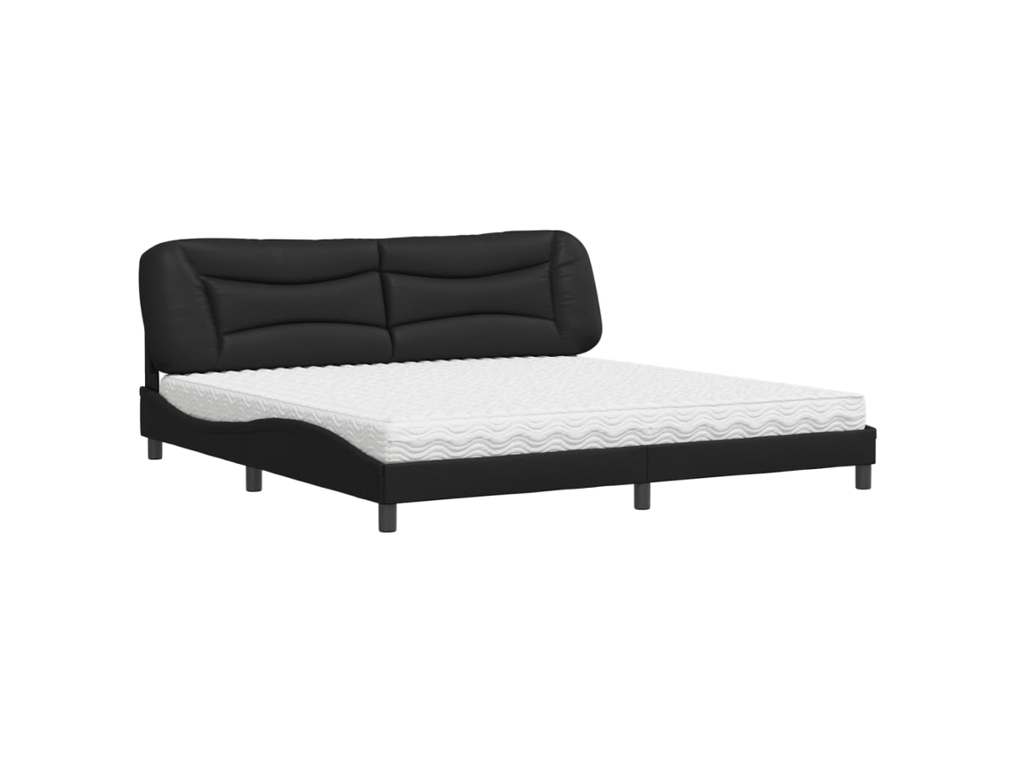 Bed, Beds Vidaxl Preto Couro Artificial (200 X 200 Cm)