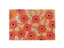 Capacho Relaxdays, Fibra De Coco, Flores, 60x40 Cm, Antiderrapante, Resistente, Interior/exterior, Multicolorido