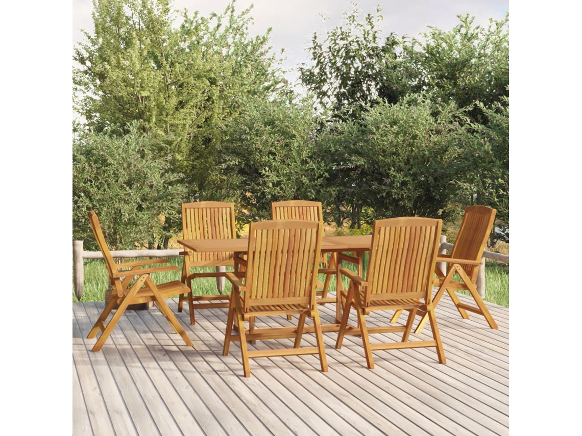 Vidaxl Conjunto De Jantar Para Jardim 7 Pcs Madeira De Teca Maciça