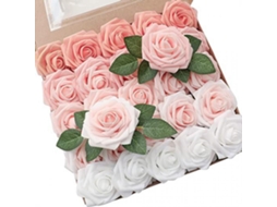 Rosas Artificiais 25 Peças Flores Decorativas Falsas
