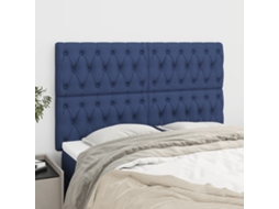 Vidaxl Cabeceira Azul 160x7x118/128 Cm Tecido