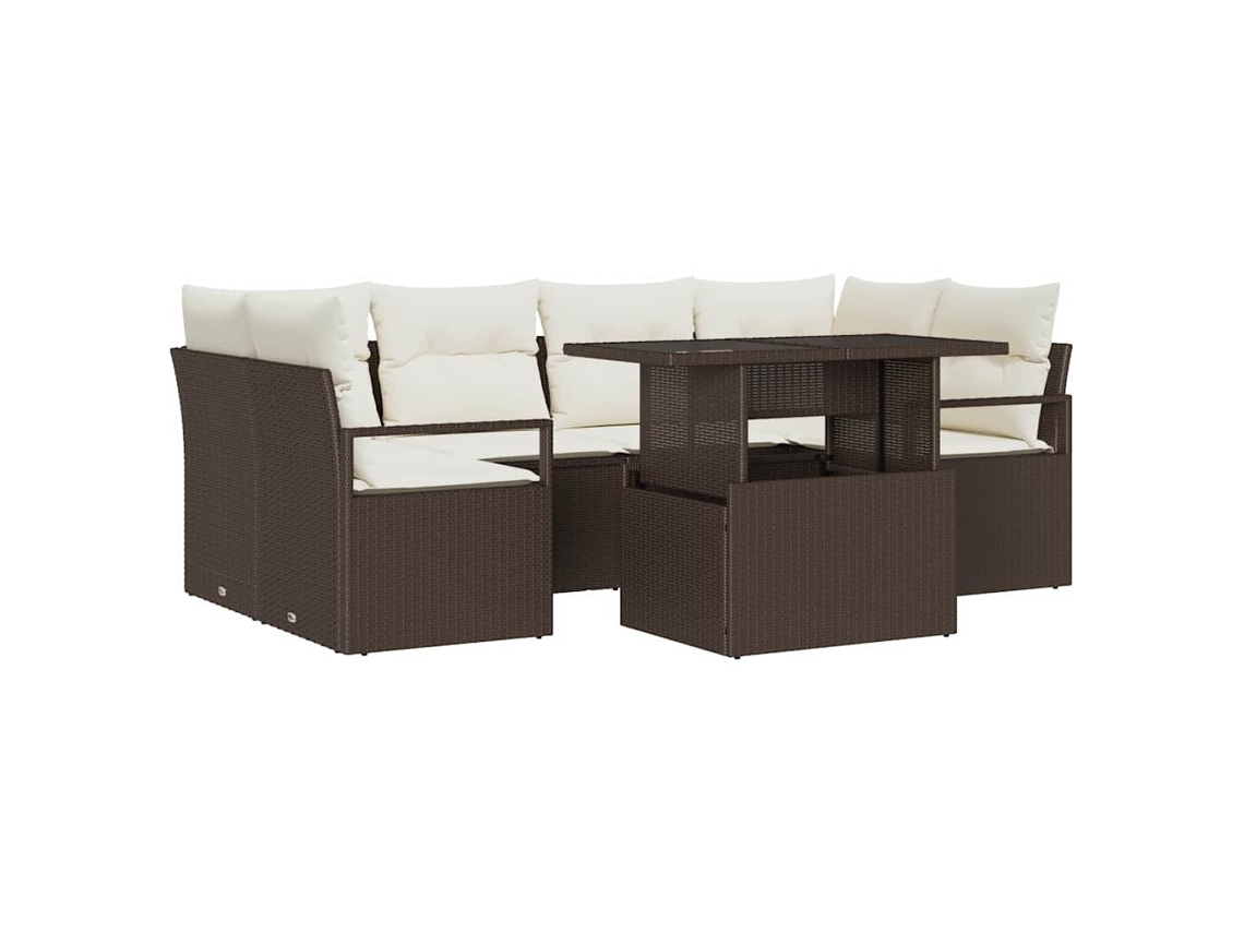 Maison Exclusive - Conjunto De Sofá De Jardim 7 Pcs Castanho Vime Pe