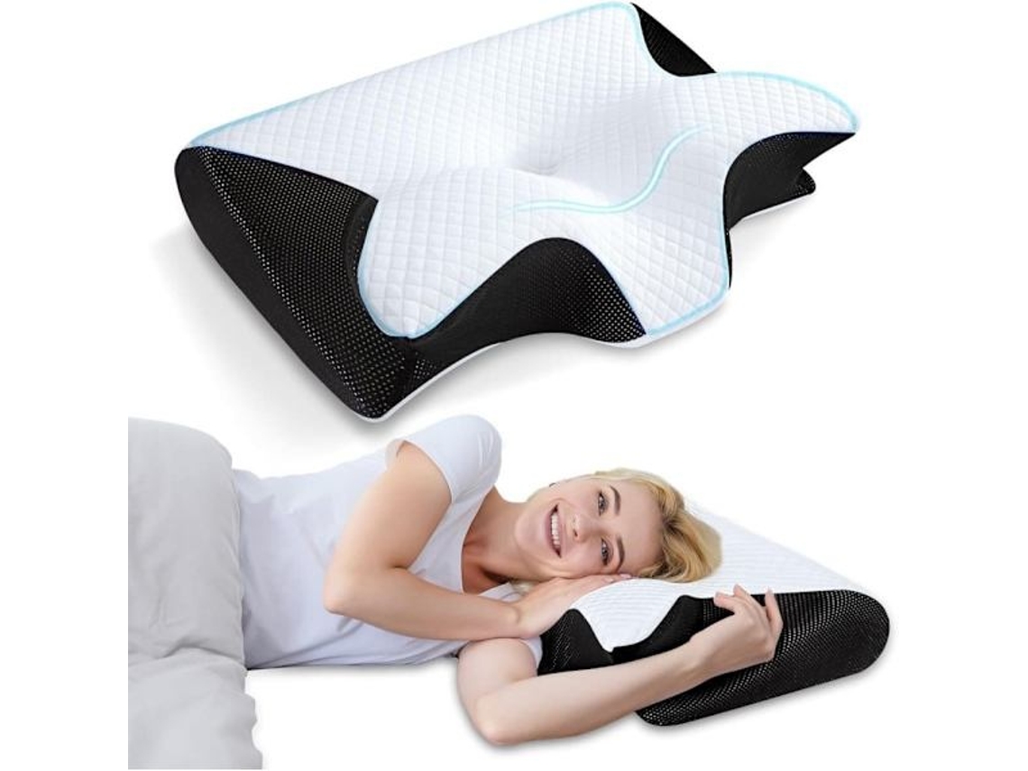 Lurelia Travesseiro, Espuma Viscoelástica, Ergonómico, Ortopédico, Para Dormir De Lado, Preto