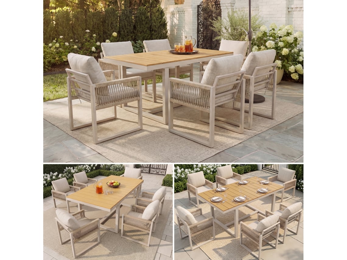 Conjunto de 4 cadeiras de jardim S/MARCA resistentes às intempéries, plástico, empilháveis, com braços e encosto, até 120kg