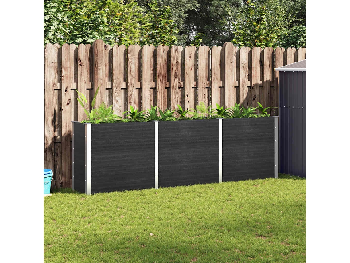 Vidaxl Canteiro De Jardim Elevado 300x50x91 Cm Wpc Cinzento