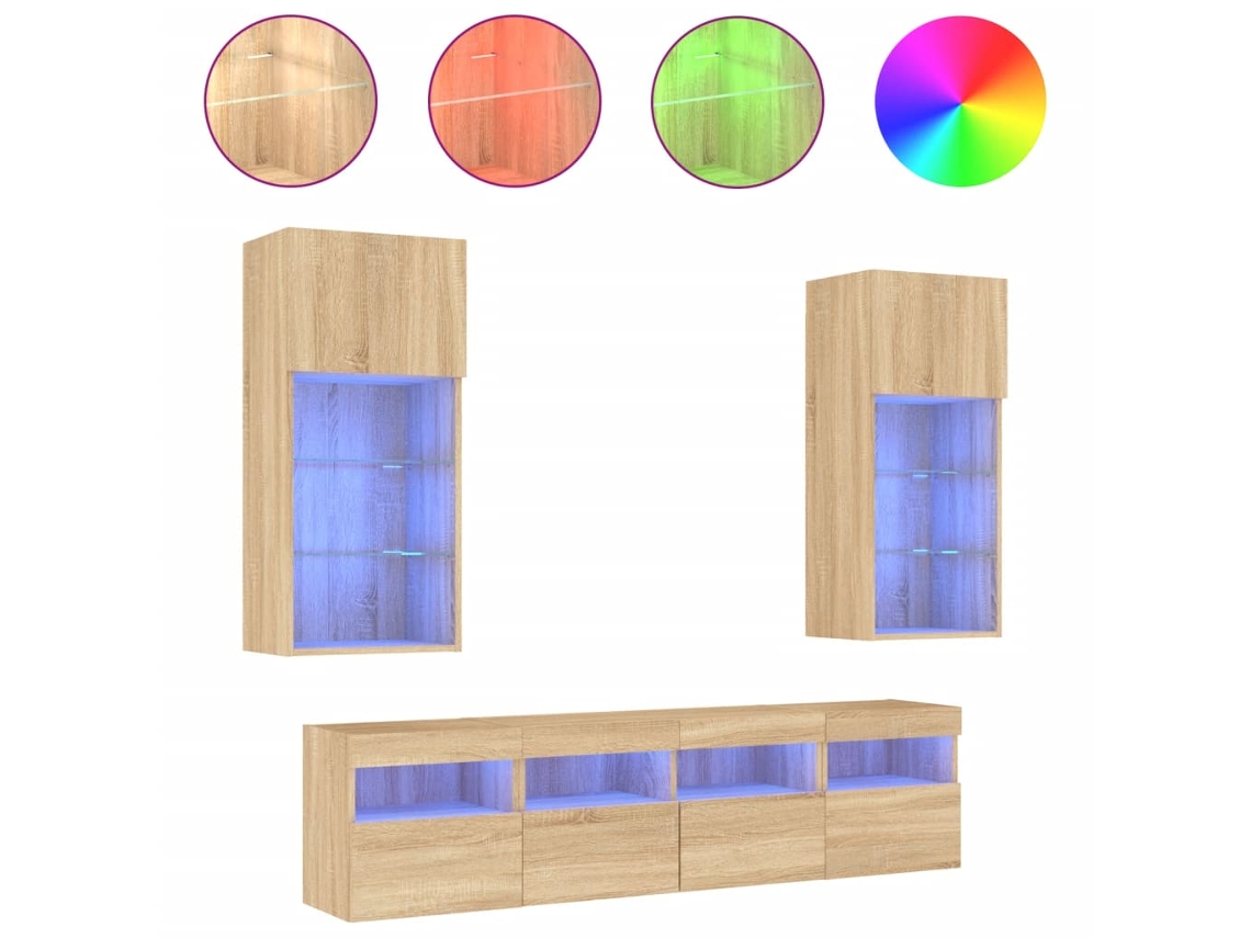 Tv Wall Unit, Tv Wall Units Vidaxl Marrom Madeira Processada (n/a)