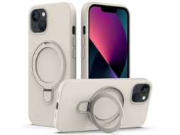 Capa Mobile Phone Cases Magsafe Liquid With Ring para iPhone 14 Silicone Magnética Branco