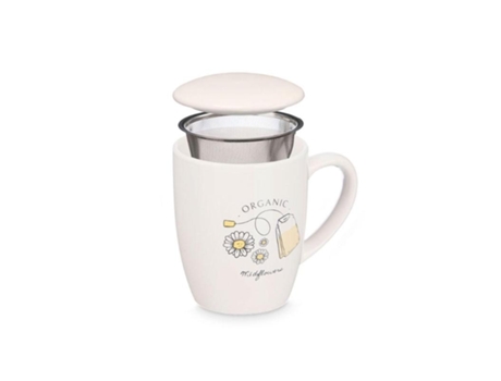 Caneca Porcelana Filtro Tampa Orgânica 340 Ml Sortidas Vessia