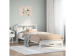 Vidaxl Cama Com Estante Sem Colchão 90x200 Cm Pinho Maciço Branco