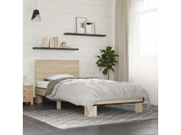 Vidaxl Estrutura de Cama Derivados de Madeira e Metal Carvalho Sonoma
