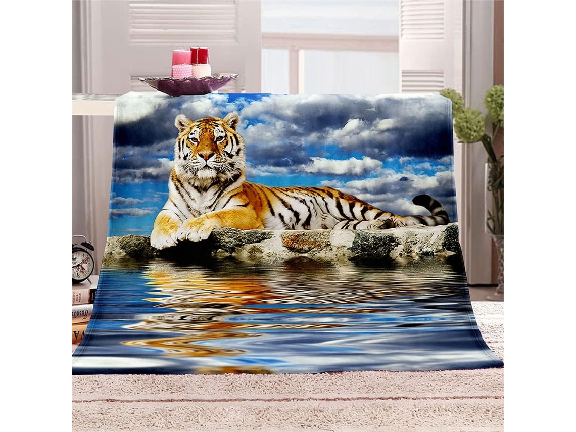 Manta de Flanela Fansu Estampa Tigre 3d Colcha Microfibra Macia e Fofa para o Inverno Ideal Cama Ou Sofá Adequ