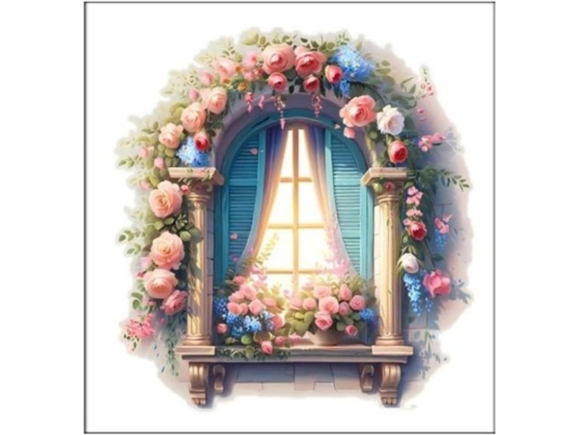 Fleurs Vert Plante Simulação Fenêtre Mur Adesivos Salão Xuanguan Home Decor